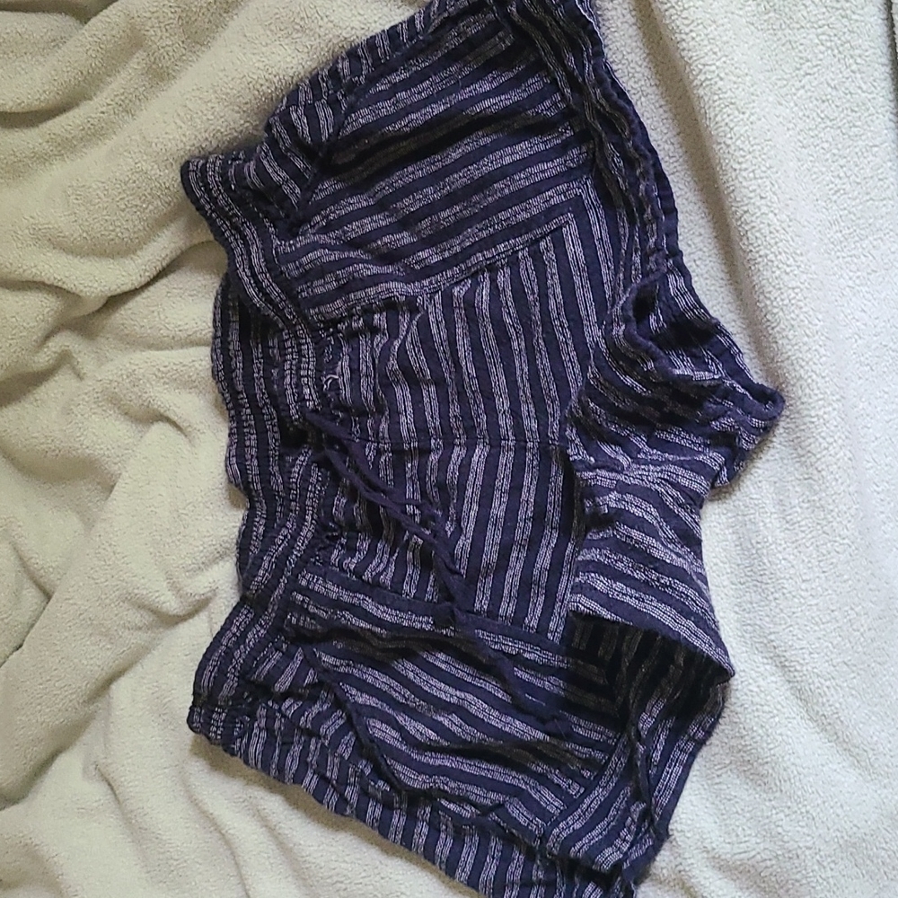 Blue & black striped shorts